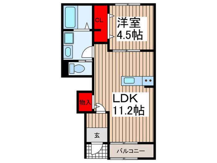 リーブルファイン三郷半田II(1LDK/1階)の間取り写真