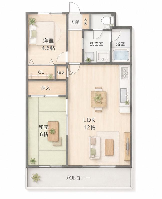 グレイス辻本(2LDK/4階)の間取り写真