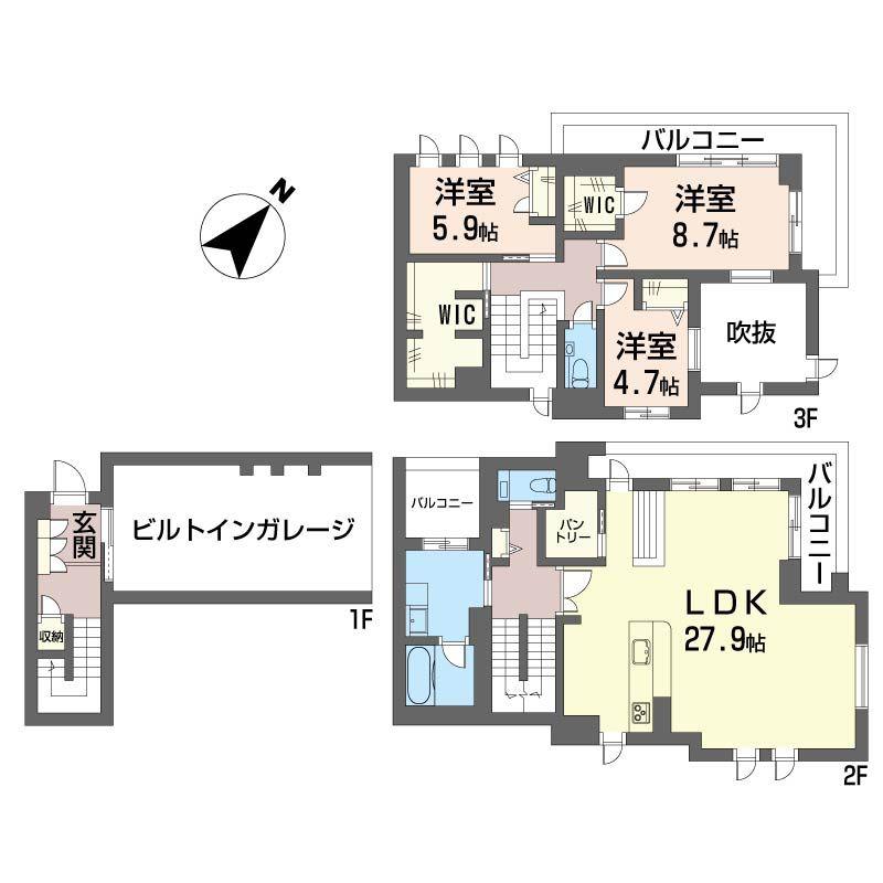 ウィステリア田園調布(3LDK/2階)の間取り写真