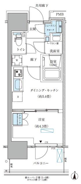 パークアクシス西大島コンフォートスクエア(1DK/11階)の間取り写真