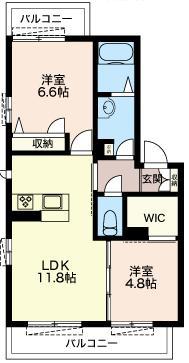 フルール(2LDK/3階)の間取り写真
