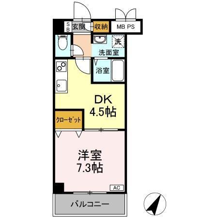 エスペランサ1(1DK/3階)の間取り写真