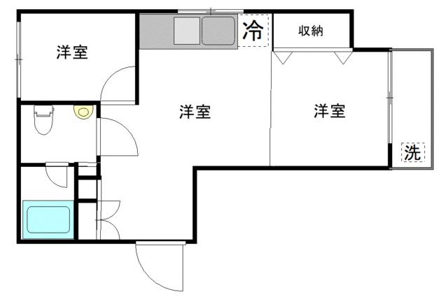 コーポ川崎(2DK/7階)の間取り写真