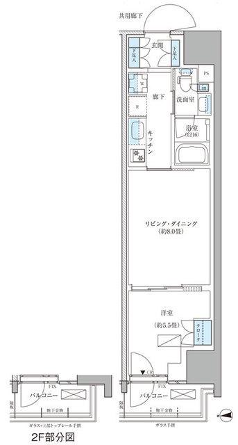 パークアクシス品川天王洲アイル(1LDK/2階)の間取り写真