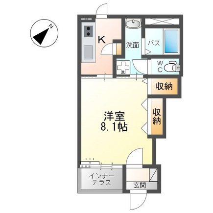サクシード鹿島谷B(1K/1階)の間取り写真