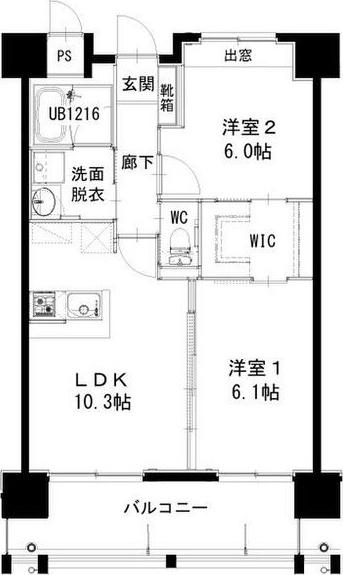 ヒルクレスト片野グランデI(2LDK/3階)の間取り写真