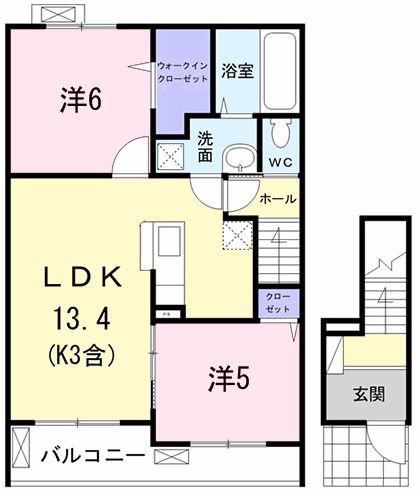 イストワール(2LDK/2階)の間取り写真