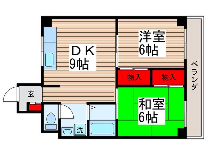 ソシアル南行徳(2DK/3階)の間取り写真