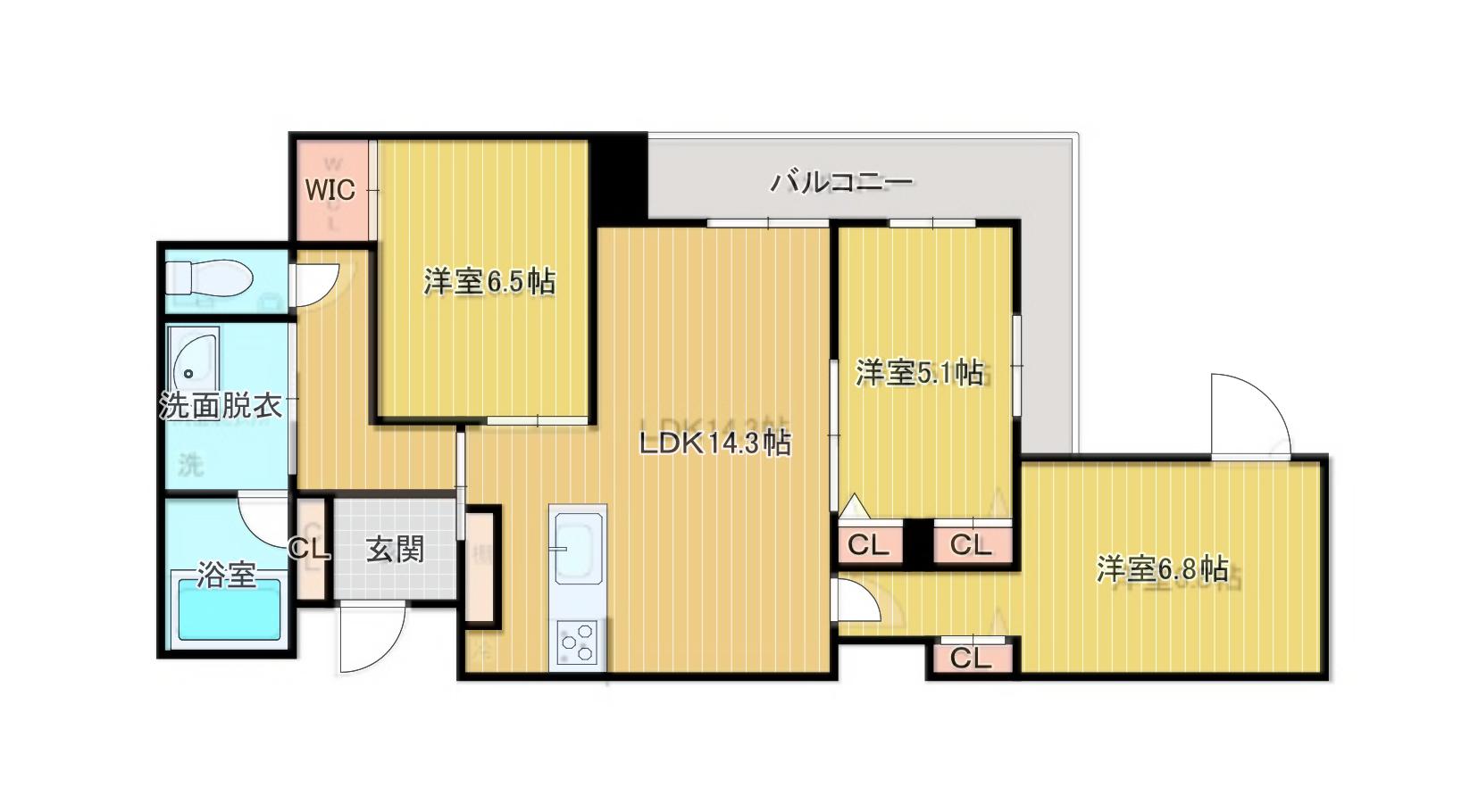 ムライチガーデンテラス(3LDK/3階)の間取り写真