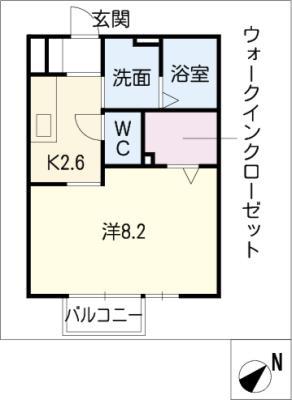 パストラル美山II(1K/1階)の間取り写真
