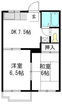 フォーブル香久山(2DK/2階)の間取り写真