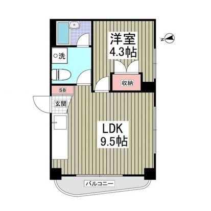 プラネットイースト(1LDK/4階)の間取り写真