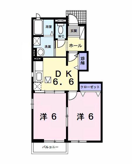 ディアコート・タカラ(2DK/1階)の間取り写真