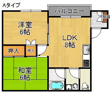 ファミール御崎(2LDK/3階)の間取り写真