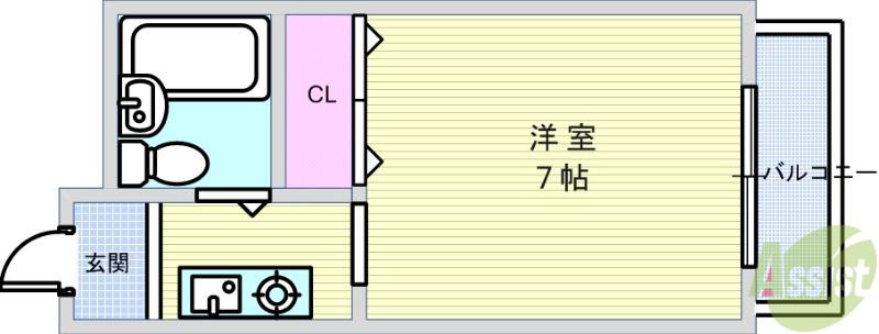 エクセレンス(1K/3階)の間取り写真
