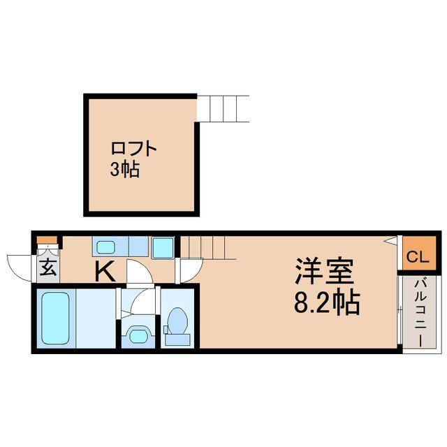 クレアフォーチュン清水沼(1K/2階)の間取り写真