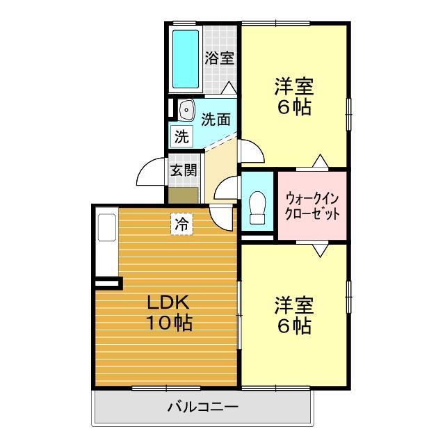 エントピアB棟(2LDK/3階)の間取り写真