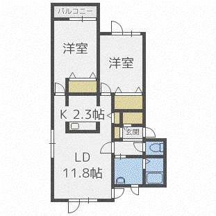 ラ・クラッセ イースト(2LDK/2階)の間取り写真