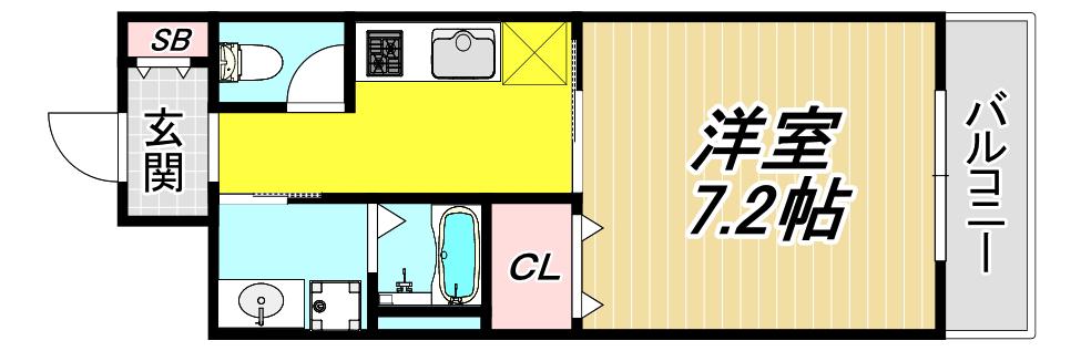 ダイワール立花(1K/2階)の間取り写真