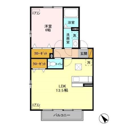 アプローズスクエアABCD(1LDK/1階)の間取り写真