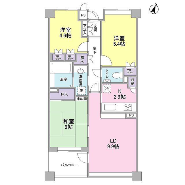 アクシア鷺沼(3LDK/4階)の間取り写真