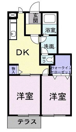 ローズデール(2DK/1階)の間取り写真