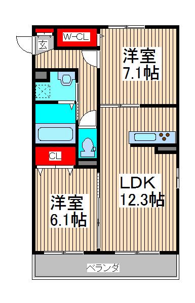 ドエル・アプリコット(2LDK/3階)の間取り写真