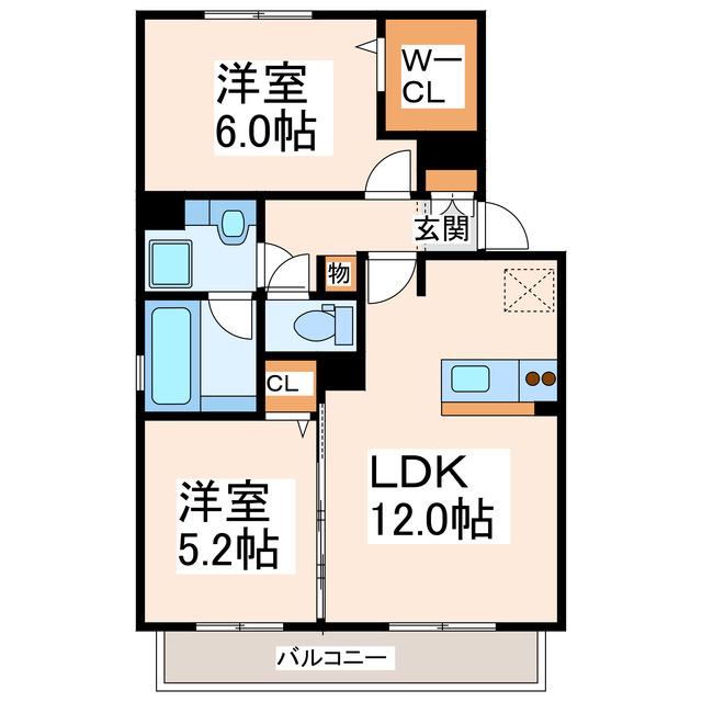 セジュールウィット(2LDK/2階)の間取り写真