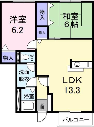 マーヴェラス・コート(2LDK/1階)の間取り写真