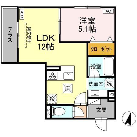 アルベート湘南台(1LDK/1階)の間取り写真