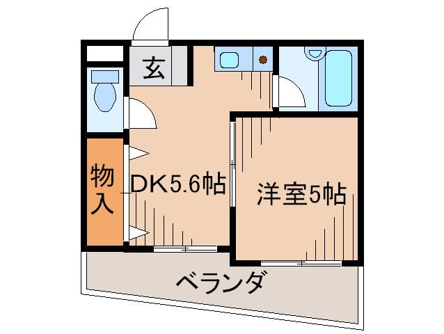 サンフラット百万両(1DK/2階)の間取り写真