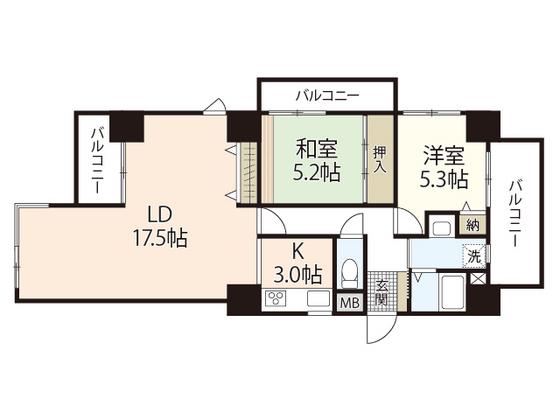 シャルマン千田町(2LDK/12階)の間取り写真