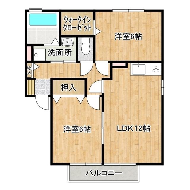 ディパーチャ(2LDK/1階)の間取り写真