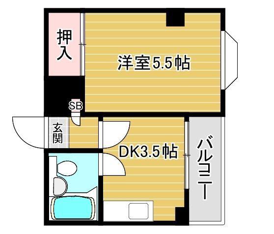 ハイツムラタ今川(1DK/4階)の間取り写真