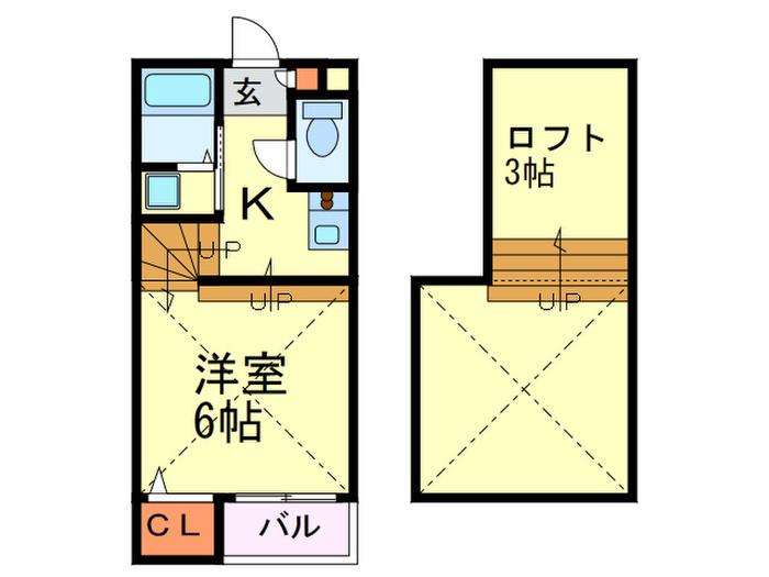 プライムコート大橋(1K/2階)の間取り写真