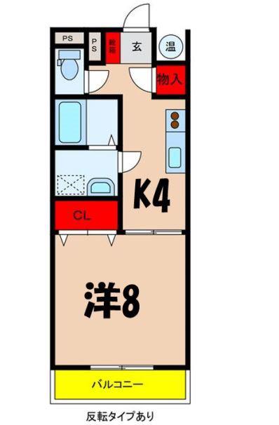 グランシェル(1K/2階)の間取り写真