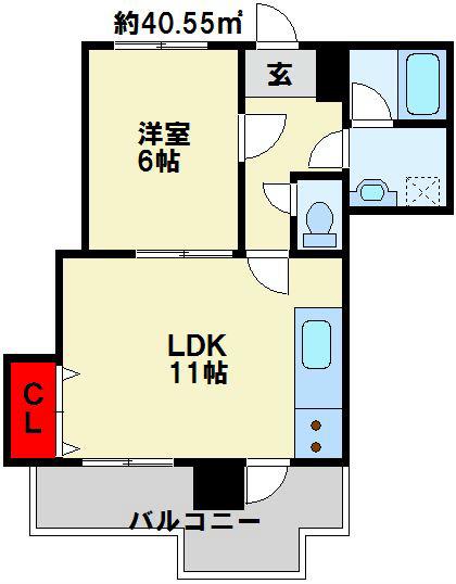 ヴィレッジ皆好園(1LDK/5階)の間取り写真