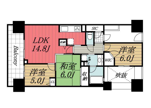 ライオンズステーションプラザうすい(3LDK/5階)の間取り写真