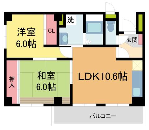 サンビームα(2LDK/2階)の間取り写真