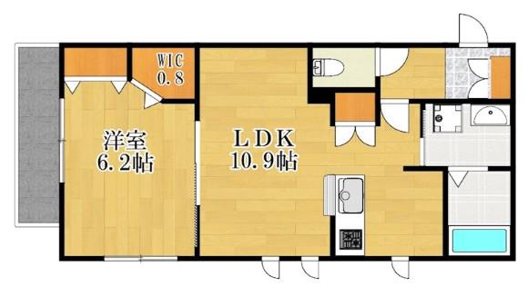コルテ鶴見(1LDK/1階)の間取り写真