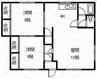 アラモアナ豊岡B(2LDK/1階)の間取り写真
