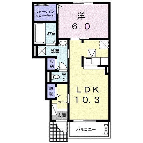 ラマニアII(1LDK/1階)の間取り写真