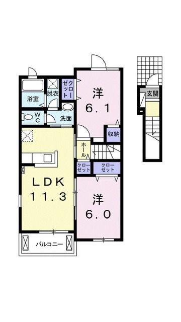 スマイリハウス宇和 III(2LDK/2階)の間取り写真