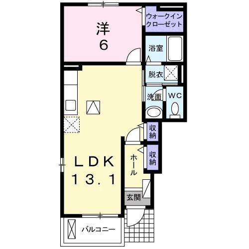 ネッスルシックス(1LDK/1階)の間取り写真