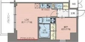 プレジオ難波EURO(1SLDK/11階)の間取り写真