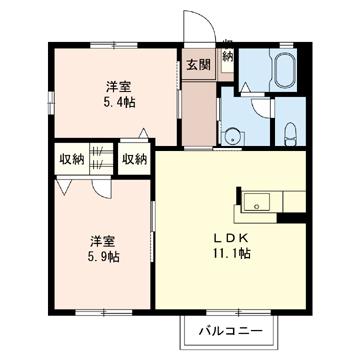 クレストコート(2LDK/2階)の間取り写真