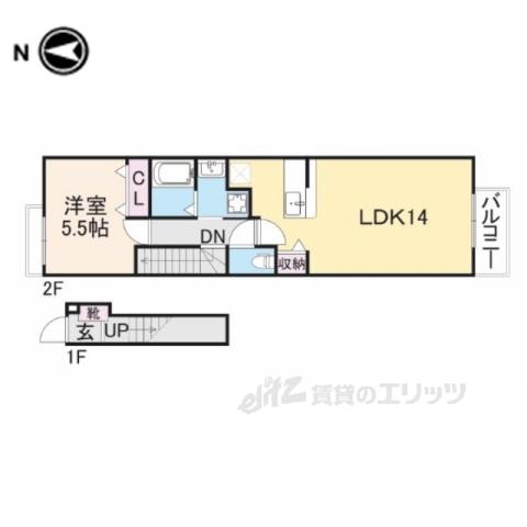 フローレンス四条大路(1LDK/2階)の間取り写真