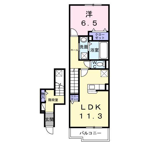 ウィステリアタウンI(1LDK/2階)の間取り写真