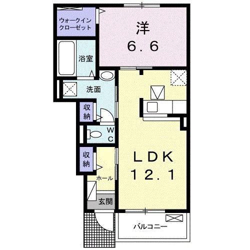 オプスKITA II(1LDK/1階)の間取り写真