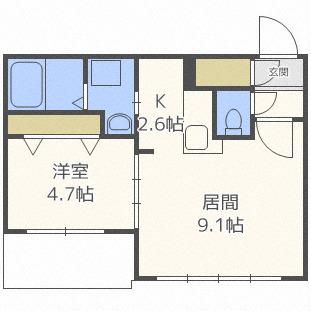 アジュールコートN5(1LDK/5階)の間取り写真